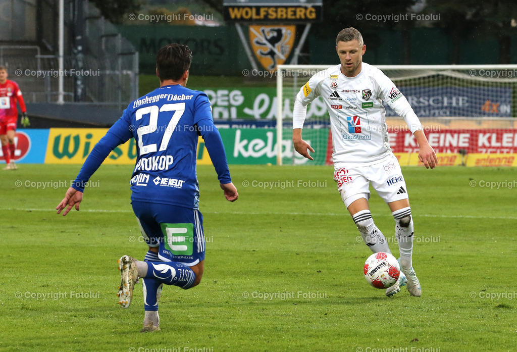 A_LUI_05102024-0003 | SPORT FUSSBALL ADMIRAL BUNDESLIGA RZ PELLETS WAC-TSV HARTBERG 05.10.2024 IM BILD: MAXIMILIAN ULLMANN (WAC) UND DOMINIK PROKOP (HARTBERG) FOTO:FOTOLUI/MW