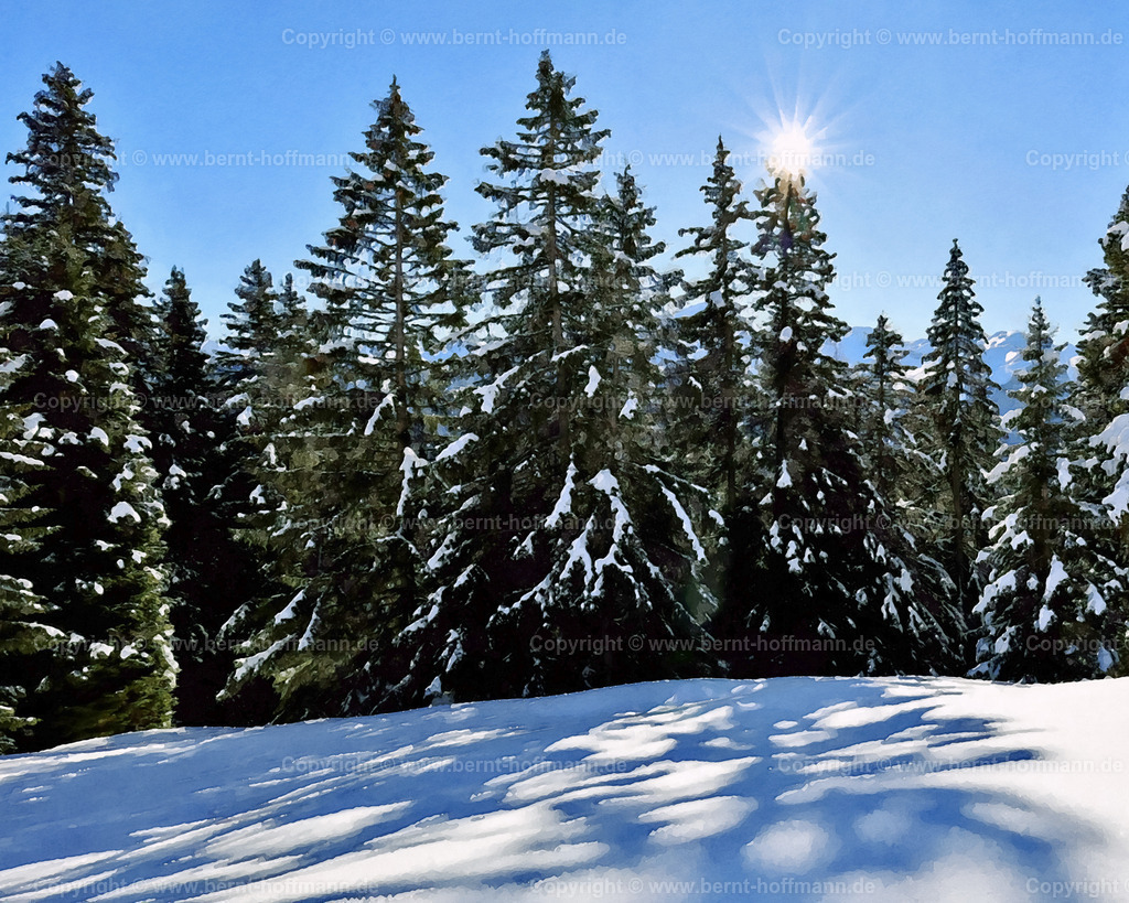 PAD2_RH_Hochwang_WinterGGL-2_100x80 | DIGITALKUNST. Licht und Schatten auf dem Hochwang. __ Das Basisfoto für dieses malerisch verwandelte Werk hat der Schweizer Hobbyfotograf Rene Hinder gemacht und es Bernt Hoffmann für dessen Kunstpart zur Verfügung gestellt. - Realisiert mit Pictrs.com