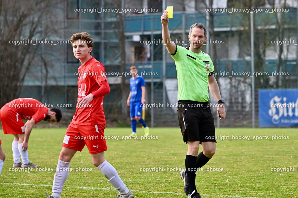 KAC 1909 vs. Union Matrei | #2 Tim Tassotti KAC 1909, Thomas Wieser Referee, Gelbe Karte, KAC 1909 vs. Union Matrei, KAC 1909 vs. Union Matrei am 21.03.2026 in Klagenfurt (Sportplatz KAC), Austria, (Photo by Bernd Stefan)