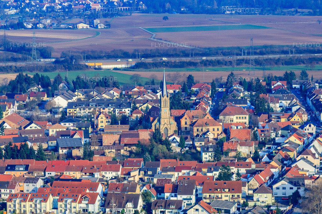 Luftbild: Ortsansicht von Westen in Brühl im Bundesland Baden-Württemberg in Deutschland. Foto: IMG_25297.jpg vom 23.03.2010 durch Werner Riehm/FLY-FOTO.de