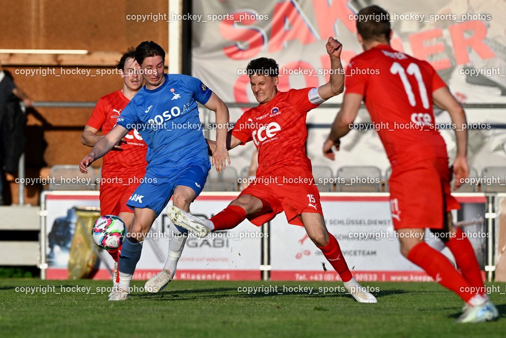 SAK vs. SC ST. Veit | #15 Philipp Höberl SC St.Veit, #20 Luka Djukic SAK, SAK vs. SC ST. Veit, SAK vs. SC ST. Veit am 30.04.2025 in Klagenfurt (Sportpark Welzenegg), Austria, (Photo by Bernd Stefan)