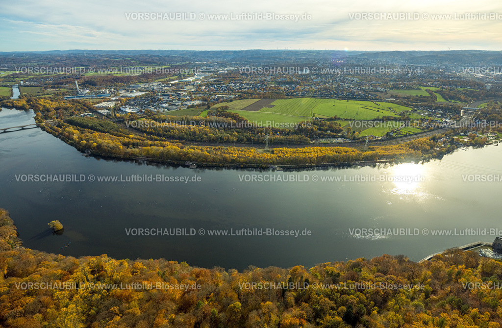 Hagen251100389 | Luftbild, Hengsteysee und herbstliche Bäume, Uhlenbruch Landschaftsschutzgebiet, Boele, Hagen, Ruhrgebiet, Nordrhein-Westfalen, Deutschland