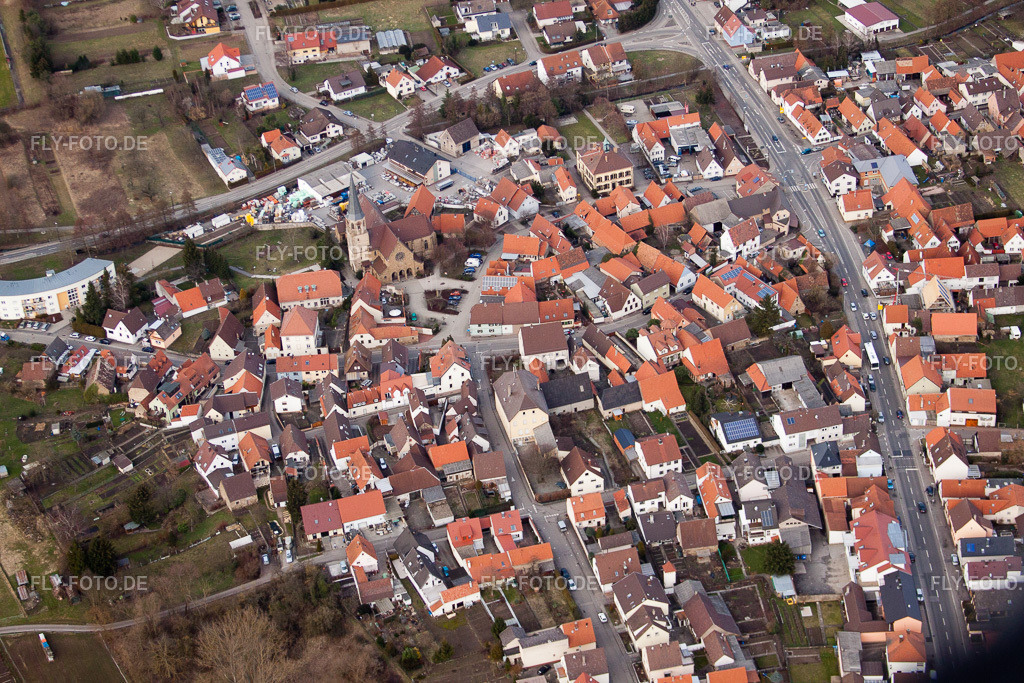 Marcelluspl | Luftbild: Marcelluspl im Ortsteil Stettfeld in Ubstadt-Weiher im Bundesland Baden-Württemberg in Deutschland. Foto: IMG_24712.jpg vom 27.02.2010 durch Werner Riehm/FLY-FOTO.de - Realisiert mit Pictrs.com