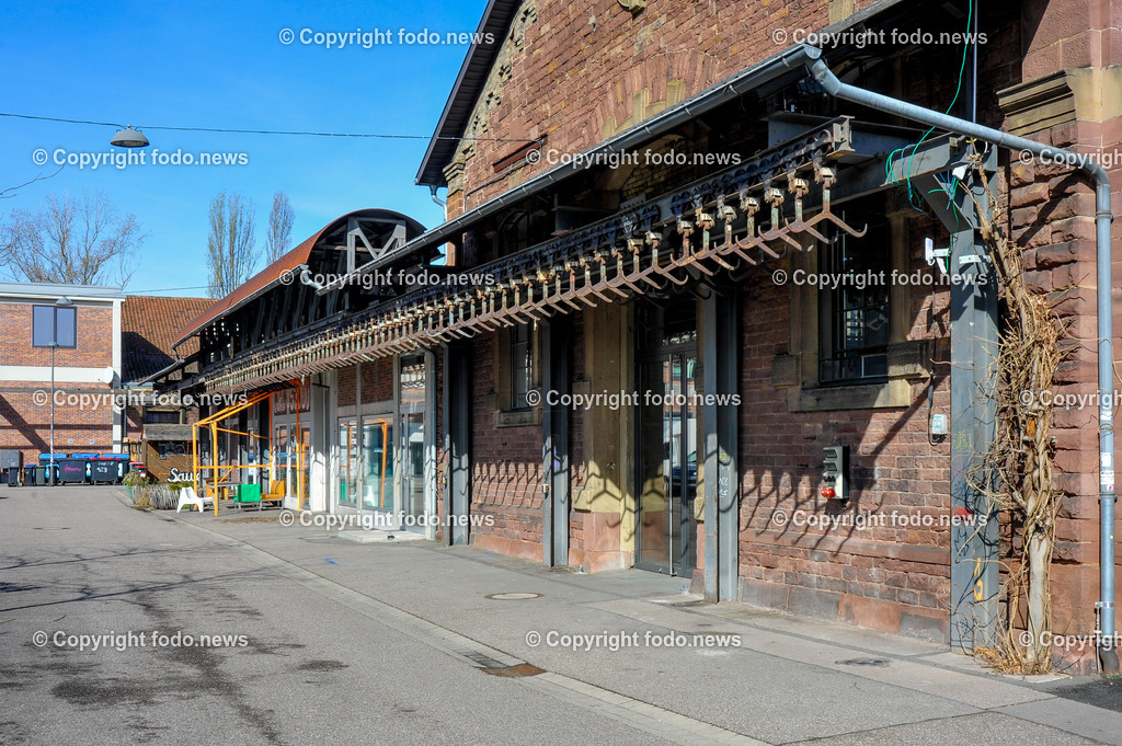 Deutschland_ Baden-Wuerttemberg_ Karlsruhe_ 20.02.2025-20 | 20.02.2025, Deutschland, GER, Baden-Wuerttemberg, Karlsruhe im Bild Themenbild, Stadtansichten, Alter SchlachthofDer Alte Schlachthof ist ein Areal in der Karlsruher Oststadt, auf welchem sich bis 2006 der staedtische Schlachthof befand und seitdem ein sogenannter Kreativpark entsteht, bestehend aus Kulturzentren und kuenstlerischen Einrichtungen. Quelle: Wikipedia