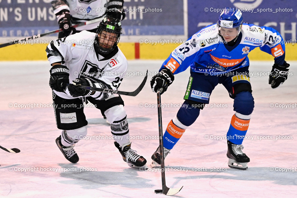 ESC Sparkasse Steindorf vs. LE Kings | #22 Scherngell Christoph LE Kings, #72 Hobitsch Samuel ESC Steindorf, ESC Sparkasse Steindorf vs. LE Kings, ESC Sparkasse Steindorf vs. LE Kings am 01.11.2025 in Steindorf (Ossiachersee Halle), Austria, (Photo by Bernd Stefan)