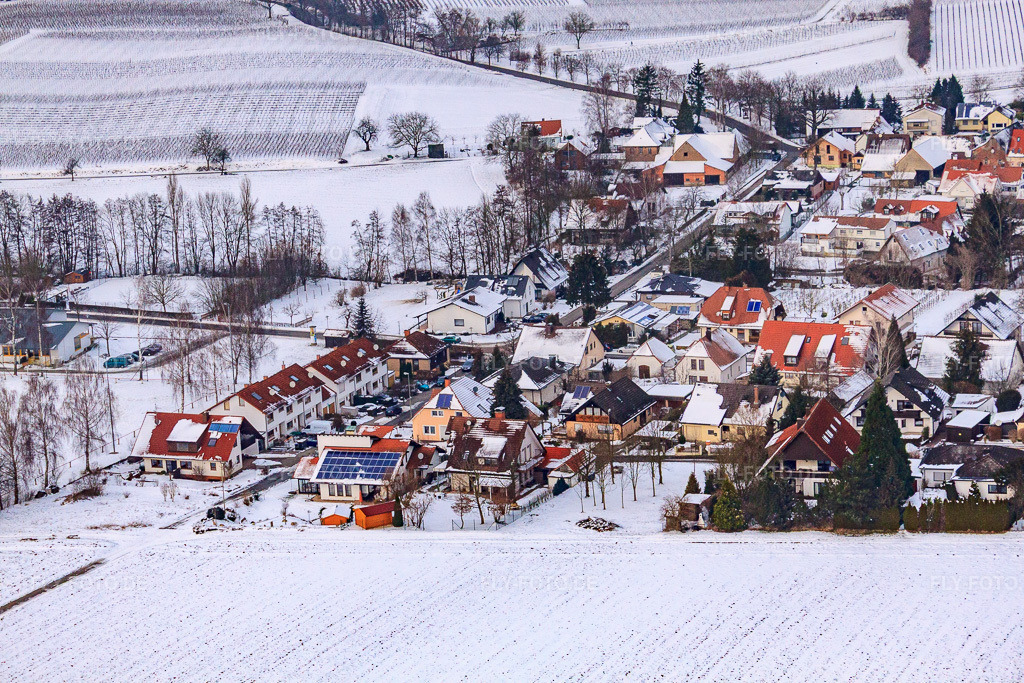 Luftbild: Mühlweg bei Schnee in Dierbach im Bundesland Rheinland-Pfalz in Deutschland. Foto: IMG_23667.jpg vom 16.01.2010 durch Werner Riehm/FLY-FOTO.de