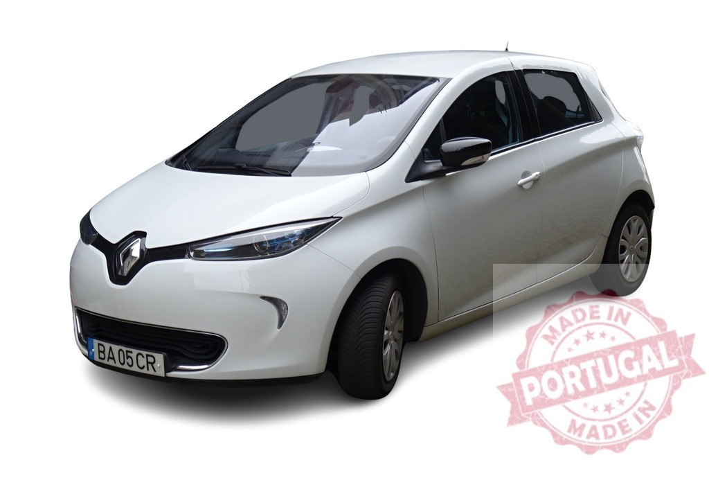 Renault Zoe electric car parked, embodying sustainable transportation | White Renault Zoe showcasing electric vehicle technology, promoting eco-friendly commuting and reducing carbon footprint - Realized with Pictrs.com