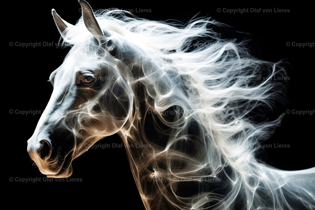 Pferdekopf künstlerisch | Pferde mit fliegender Mähne
