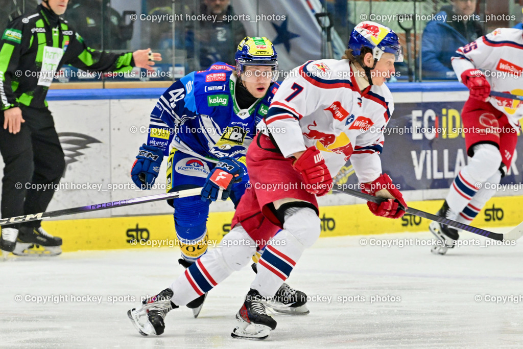 EC IDM WÄRMEPUMPEN VSV vs. EC Red Bull Salzburg | #7 WURZER MAXIMILIAN EC Redbull Salzburg, #42 LANZINGER Benjamin EC VSV, EC IDM WÄRMEPUMPEN VSV vs. EC Red Bull Salzburg, EC IDM WÄRMEPUMPEN VSV vs. EC Red Bull Salzburg am 17.01.2025 in Villach (Stadthalle Villach), Austria, (Photo by Bernd Stefan)