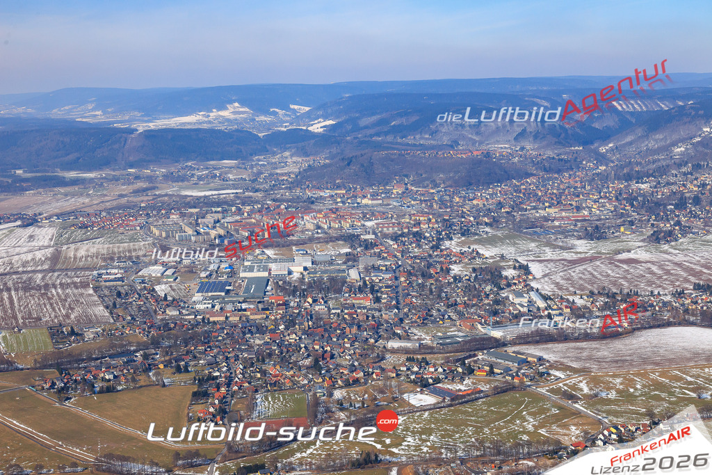 Die Luftaufnahme der Stadt Sonneberg wurde vom UL-Flugzeug heraus erstellt ( keine Drohne )- hohe Auflösung für beste Qualität