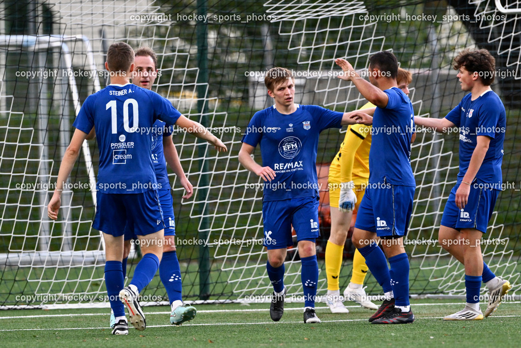 SV Spittal vs. UNION Matrei | #10 Anton Steiner UNION Matrei, #7 Oliver Gomig UNION Matrei, Jubel Union Matrei Mannschaft, #19 Luca Jakob Blassnig UNION Matrei, #22 Thomas Riepler UNION Matrei, SV Spittal vs. UNION Matrei, SV Spittal vs. UNION Matrei am 17.08.2025 in Spittal an der Drau (Goldeck Stadion), Austria, (Photo by Bernd Stefan)