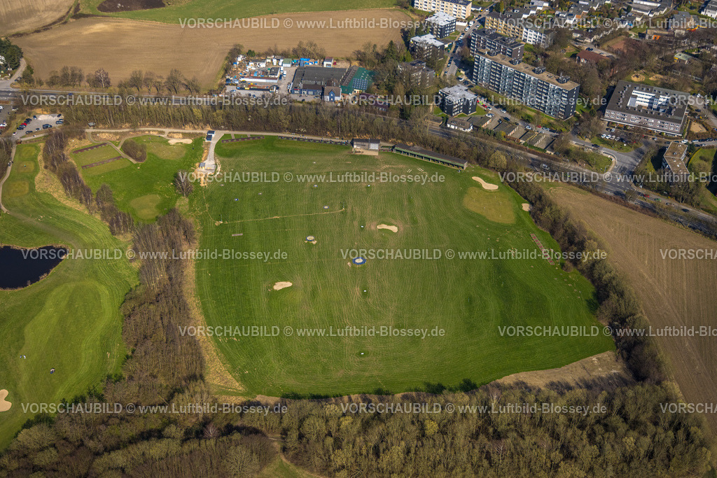 Heiligenhaus240302229 | Luftbild, Golfplatz Golfclub Hösel mit Green und Bunker, Trainingswiese, Hösel, Ratingen, Ruhrgebiet, Nordrhein-Westfalen, Deutschland