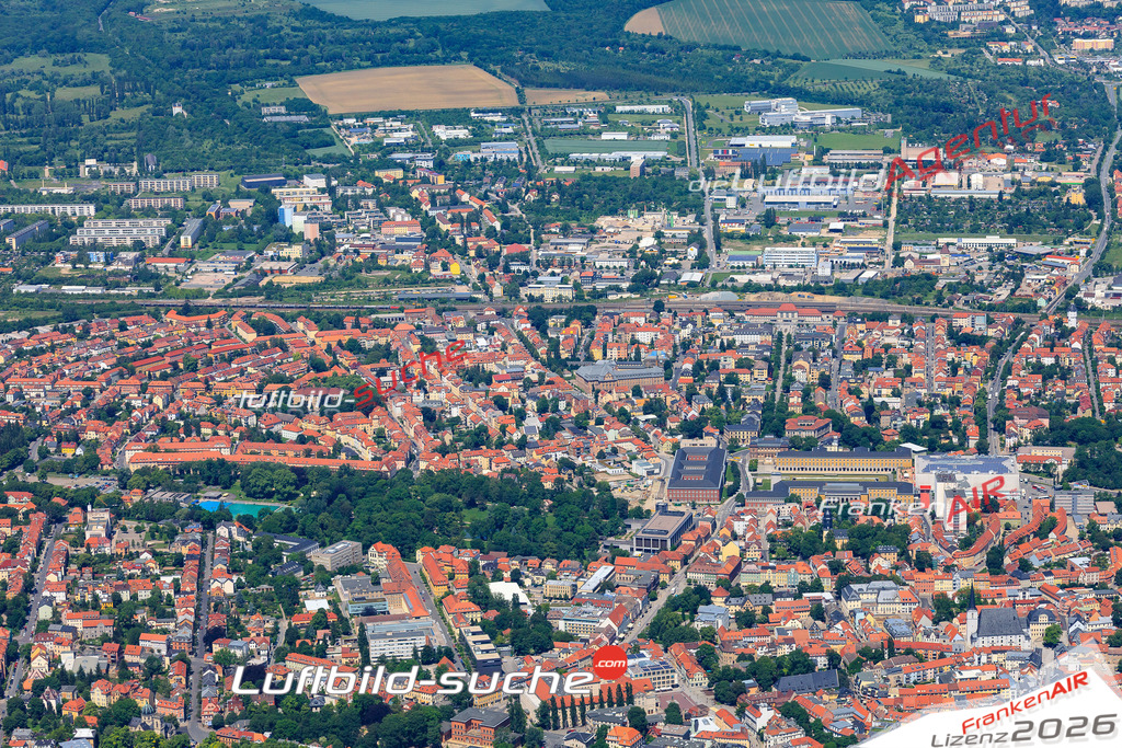 Die Luftaufnahme der Stadt Weimar wurde vom UL-Flugzeug heraus erstellt ( keine Drohne )- hohe Auflösung für beste Qualität