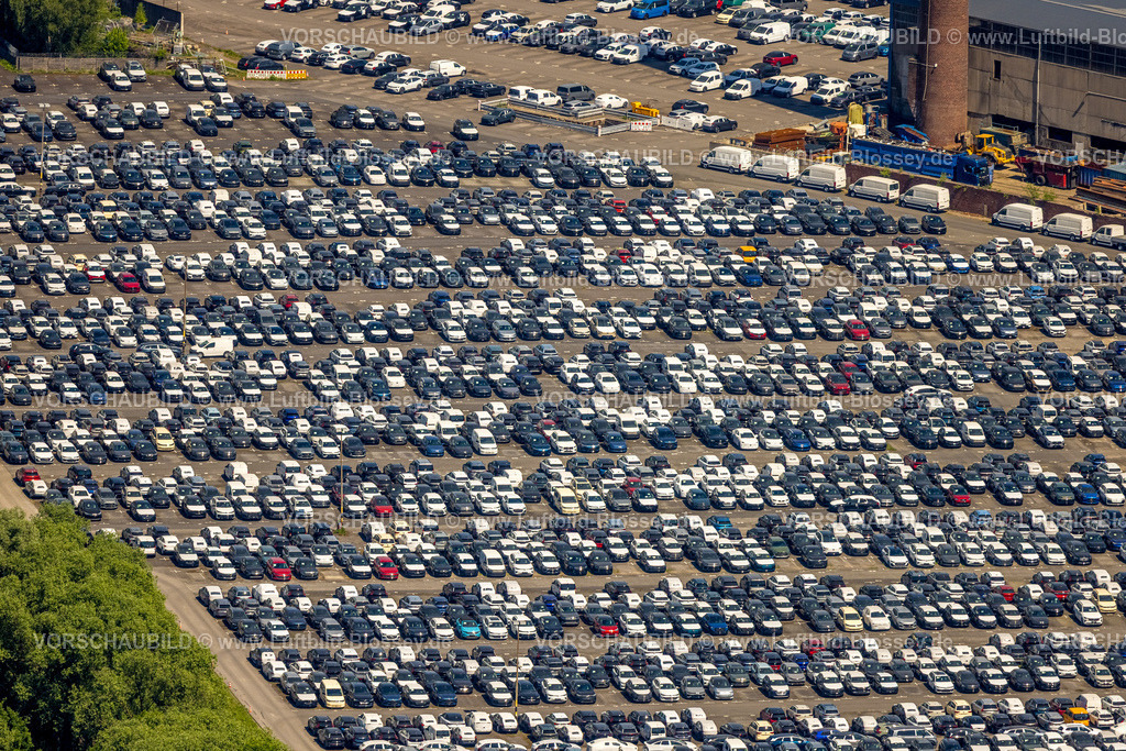 Essen250507722 | Luftbild, Parkplatz der CAT Automobillogistik Essen GmbH, Katernberg, Essen, Ruhrgebiet, Nordrhein-Westfalen, Deutschland