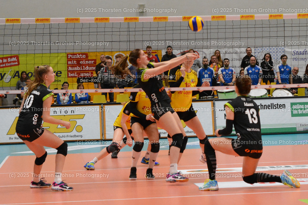 VBL VFB SUHL vs. LADIES IN BLACK AACHEN | Ladys in Black am Ball; VBL VFB SUHL vs. LADIES IN BLACK AACHEN, Volleyball-Bundesliga Frauen am 03.02.2018 in der Multihalle in Meiningen, (Deutschland) - Realisiert mit Pictrs.com