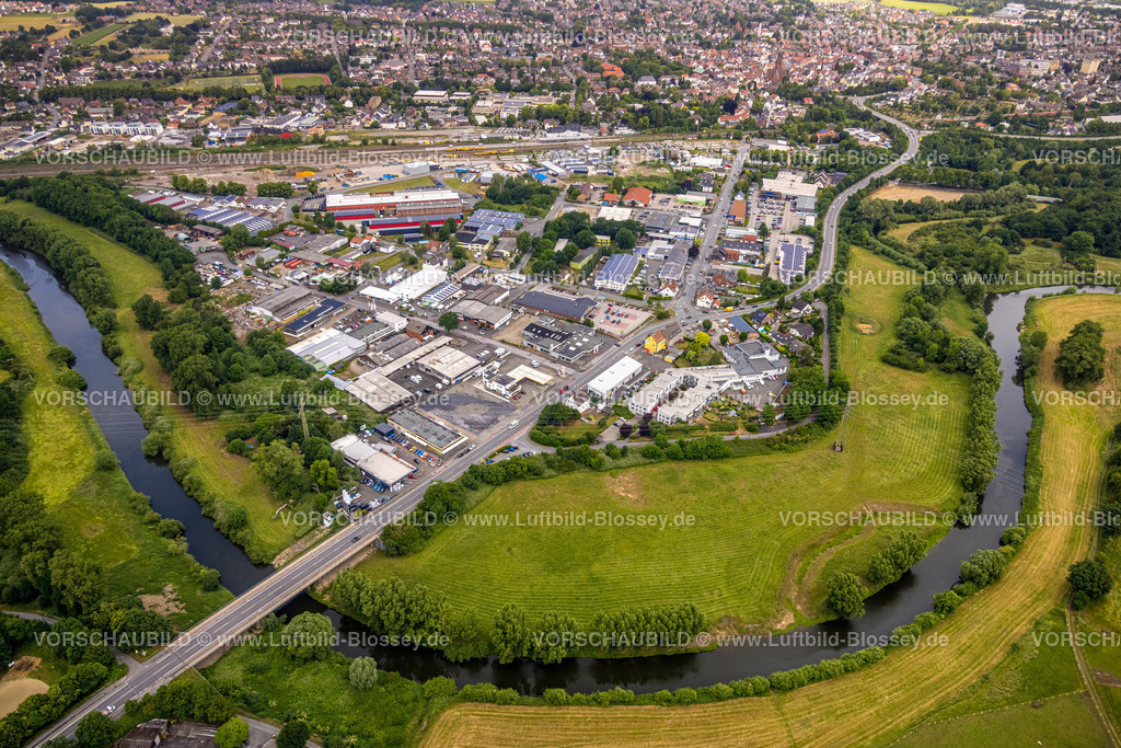 Haltern220604308 | Luftbild, Gewerbegebiet Haltern-Süd, Fluss Lippe, Haltern-Stadt, Haltern am See, Ruhrgebiet, Nordrhein-Westfalen, Deutschland
