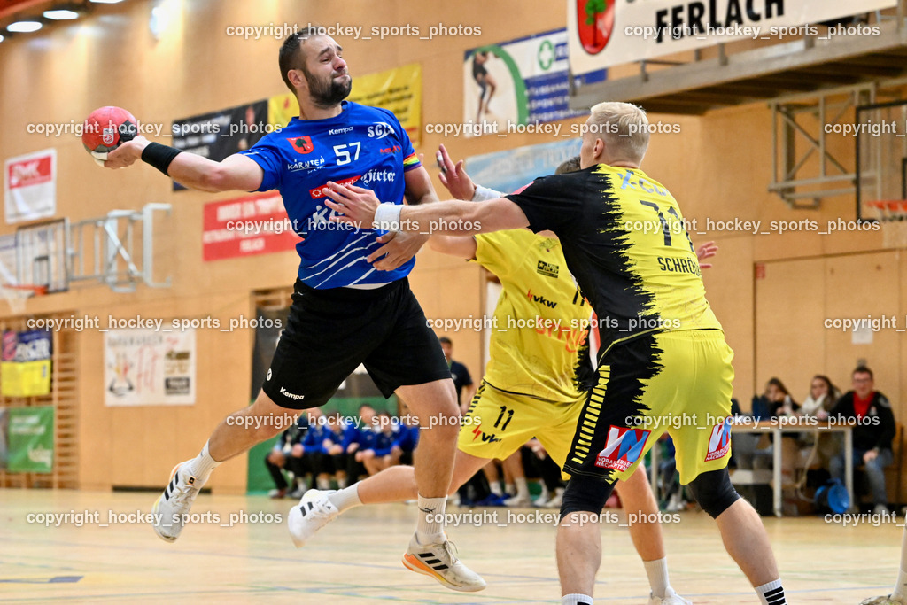 SC Ferlach vs. Bregenz Handball | #57 LEBAN Patrik SC Ferlach, #71 Schröder Andreas Bregenz Handball, SC Ferlach vs. Bregenz Handball, SC Ferlach vs. Bregenz Handball am 28.09.2024 in Ferlach (Ballspielhalle Ferlach), Austria, (Photo by Bernd Stefan)