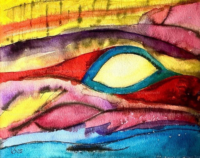 Unter Beobachtung | "Unter Beobachtung", Aquarell über Farbstift und Tusche, auf 600g Hahnemühle-Bütten, 27x34 cm - Realisiert mit Pictrs.com
