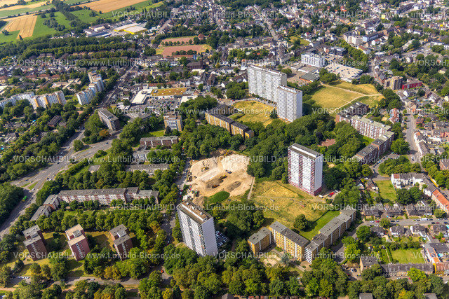 Duisburg230707277 | Luftbild, Die Weißen Riesen, Hochhäuser in Hochheide, Wohnpark Hochheide, Baustelle, Alt-Homberg, Duisburg, Ruhrgebiet, Nordrhein-Westfalen, Deutschland