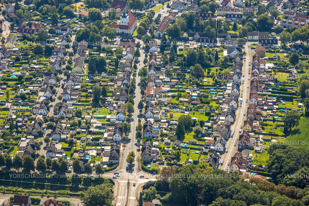 Gladbeck240806554 | Luftbild, Wohngebiet Wohnsiedlung zwischen Schultenstraße und Fußstraße, Gärten mit Swimmingpool, Rentfort, Gladbeck, Ruhrgebiet, Nordrhein-Westfalen, Deutschland