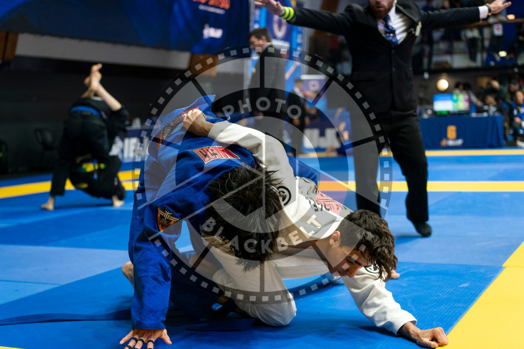 20240121PBB7163 | Fighters compete during the second day of the IBJJF European Championship in Paris, France, on January 21, 2024.