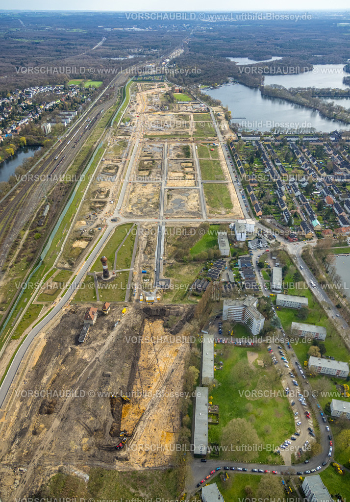 Duisburg230302245 | Luftbild, Baustelle, ehemaliger Rangierbahnhof Wedau, geplantes Duisburger Wohnquartier, Wedau, Duisburg, Ruhrgebiet, Nordrhein-Westfalen, Deutschland