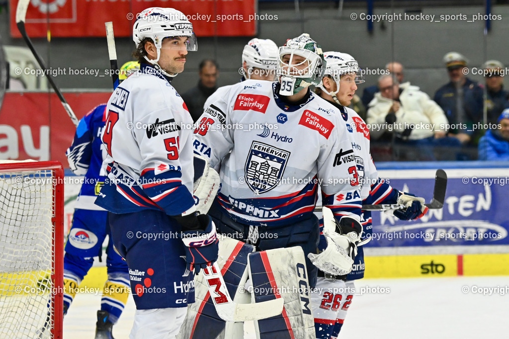 EC IDM WÄRMEPUMPEN VSV vs. HYDRO FEHERVAR AV 19 | #59 Messner Joel HYDRO FEHERVAR, #35 Horvath Dominik HYDRO FEHERVAR, EC IDM WÄRMEPUMPEN VSV vs. HYDRO FEHERVAR AV 19, EC IDM WÄRMEPUMPEN VSV vs. HYDRO FEHERVAR AV 19 am 20.11.2024 in Villach (Stadthalle Villach), Austria, (Photo by Bernd Stefan)