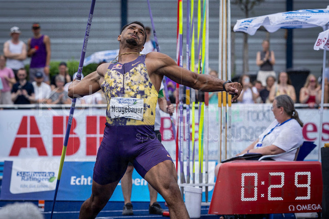 Multisport Event; Ratingen, 28.06.2026 | RATINGEN, GERMANY - JUNE 28, 2026 :  Leo Neugebauer (GER / Germany) competing in the javelin during the Multisport Event at Stadion Ratingen on June 28, 2026 in Ratingen, Germany.