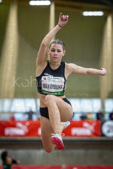 Indoor Meeting Dortmund, 08.02.2026 | DORTMUND, GERMANY - FEBRUARY 8:  Triple jumper Anna Graefin Keyserlingk (LG Göttingen) during the Indoor Meeting Dortmund at the Helmut-Koernig-Halle on February 8, 2026 in Dortmund, Germany. (Photo by Axel Kohring/Beautiful Sports Int.)