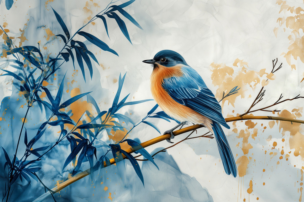 2402044 - Blaumeise Illustration | Bildnis einer Blaumeise im Stil eines Aquarell Gemäldes.