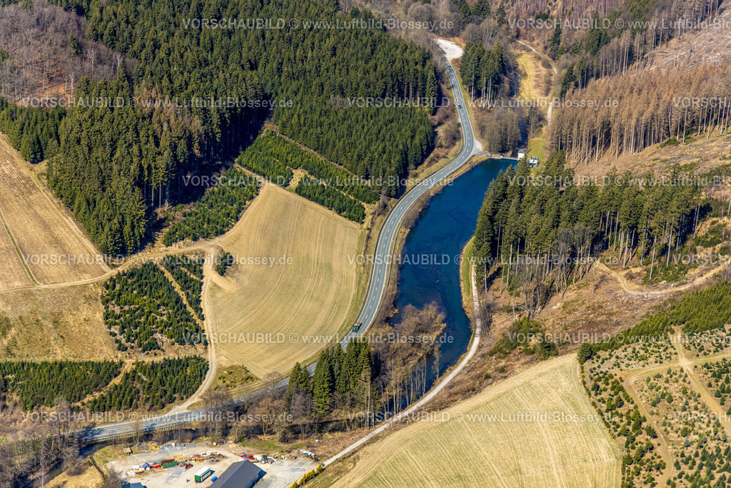 Bestwig220303065 | Luftbild, Valme See an der Landesstraße L776, Heringhausen, Bestwig, Sauerland, Nordrhein-Westfalen, Deutschland