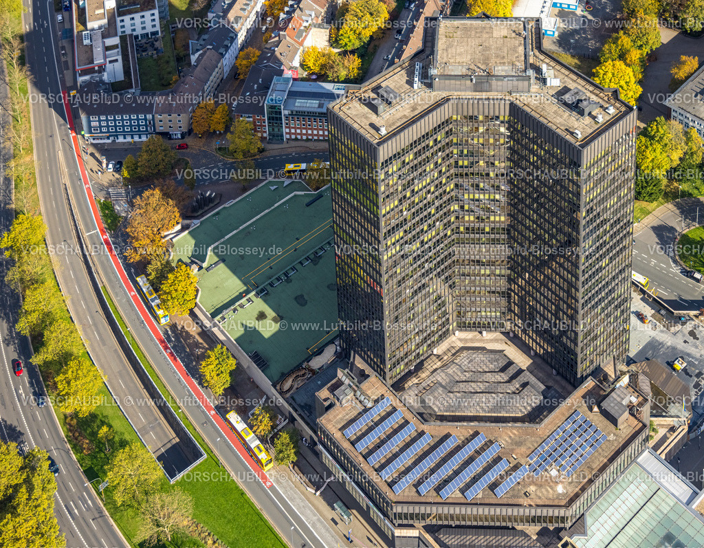 Essen251003480Mitte | Luftbild, Rathaus Stadt Essen mit Solaranlage, Stadtkern, Essen, Ruhrgebiet, Nordrhein-Westfalen, Deutschland