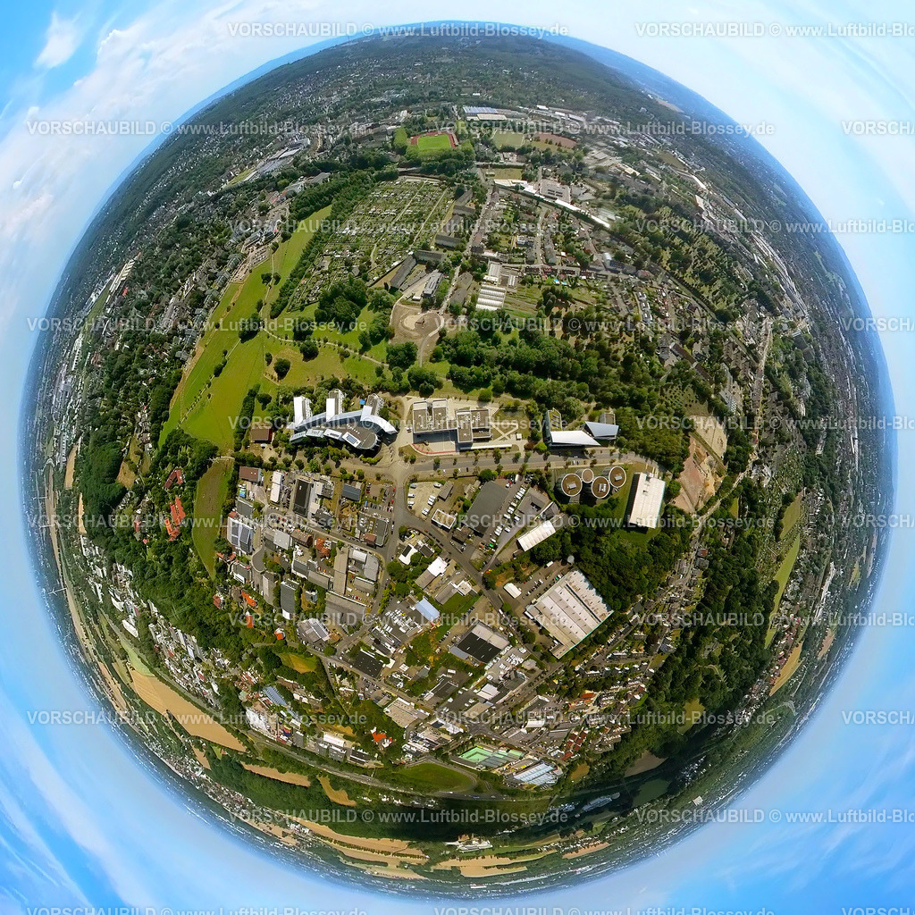 Witten20220823UniversitaetWitten | Luftbild, Universität Witten / Herdecke, Fisheye Aufnahme, Fischaugen Aufnahme, 360 Grad Aufnahme, Annen, Witten, Ruhrgebiet, Nordrhein-Westfalen, Deutschland