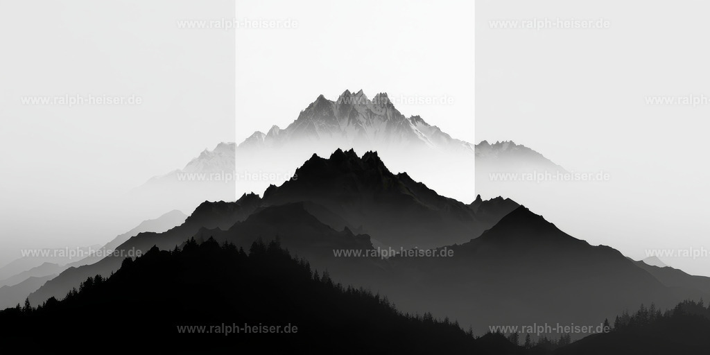 KI00452 | Mit moderner KI‑generiertes schwarz-weiß Artwork, sorgfältig manuell für den Druck optimiert.