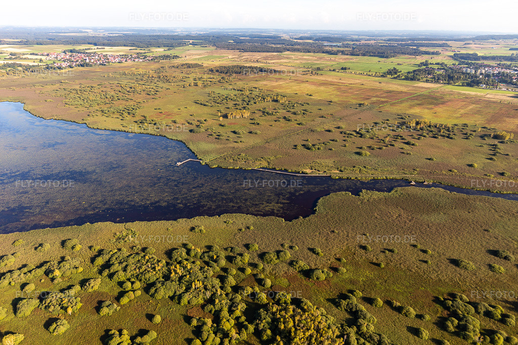 Luftbild: Uferbereiche am Seegebiet des Federsee in Bad Buchau im Bundesland Baden-Württemberg in Deutschland. Foto: IMG_128827.jpg vom 03.09.2021 durch Werner Riehm/FLY-FOTO.de