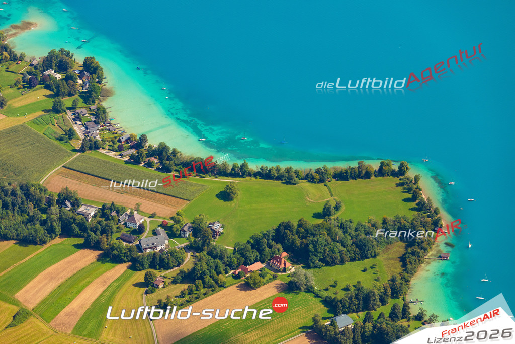 Klassische Luftaufnahme ohne Drohne zeigt:Dickau bei Nußdorf am Attersee - Die Luftbildaufnahme wurde 2025 vom UL-Flugzeug heraus erstellt ( keine Drohne ) - Hochauflösende Luftaufnahme -Nicht vergleichbar mit Google Maps oder Satelittenbilder- Die Geschenkidee !Mit Lizenz und Bildrechte bestellbar
