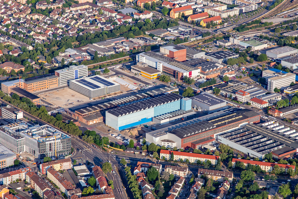 Luftbild: ABB Motion Workshop Mannheim im Ortsteil Käfertal in Mannheim im Bundesland Baden-Württemberg in Deutschland. Foto: IMG_136967.jpg vom 24.06.2023 durch Werner Riehm/FLY-FOTO.de