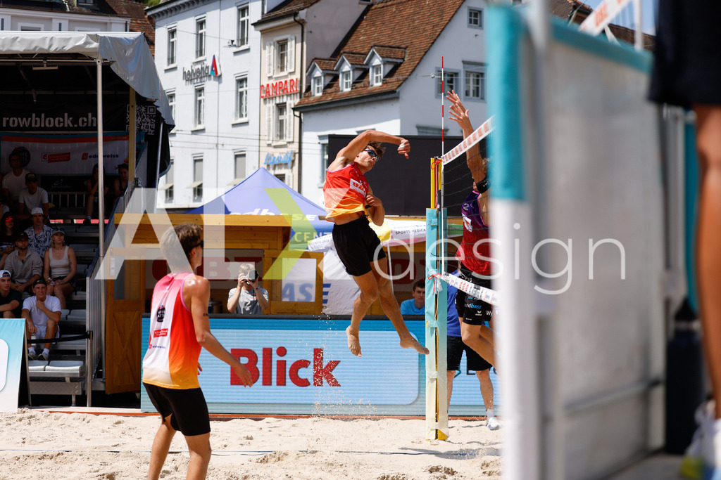 Obi BeachTour 2026 - Basel | BASEL, SWITZERLAND - JULY 17: DANIEL ALLEMANN (SUI) during the Obi BeachTour 2026 match between ALLEMANN / LEFFLER (SUI) and FURRER / WYMANN (SUI) at Barfüsserplatz on July 17, 2026 in Basel, Switzerland. - Realisiert mit Pictrs.com