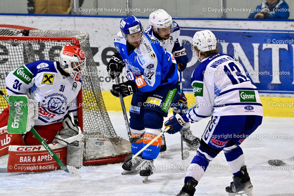 ESC SPARKASSE STEINDORF vs. UECR Huben  | #31 Sicher Michael UECR EISBÄREN HUBEN, #57 Wilfan Franz ESC Steindorf, #13 Wibmer Flavio UECR EISBÄREN HUBEN, ESC SPARKASSE STEINDORF vs. UECR Huben , ESC SPARKASSE STEINDORF vs. UECR Huben  am 06.02.2026 in Steindorf (Ossiachersee Halle), Austria, (Photo by Bernd Stefan)