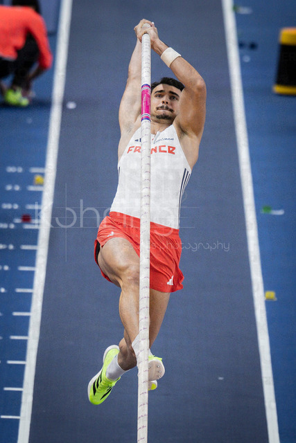 World Athletics Indoor Championships Kujawy Pomorze 26, 21.03.2026 | TORUN, POLAND - MARCH 21:  Teo BASTIEN (FRA) competes in the men's pole valt of the heptathlon during the World Athletics Indoor Championships Kujawy Pomorze 26 on day 2 / session 1 at Kujawsko-Pomorska Arena Torun on March 21, 2026 in Torun, Poland. 