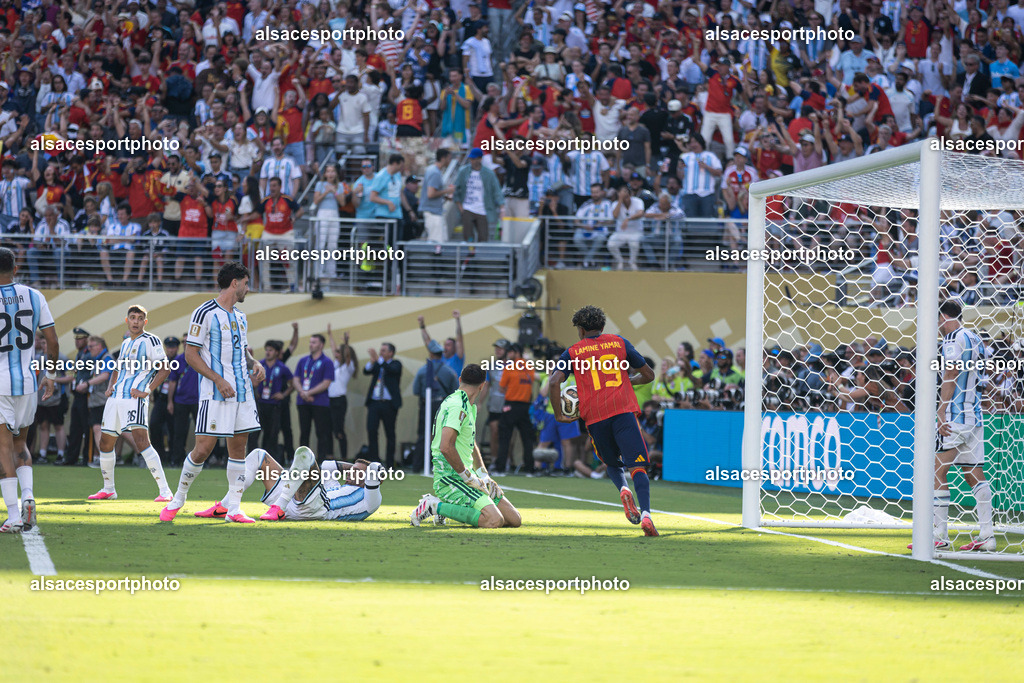 FOOTBALL : Argentine vs Espagne – Finale de la Coupe du Monde FIFA 2026. New York New Jersey Stadium, East Rutherford, New Jersey, États-Unis. 19/07/2026. | Joie des joueurs de l'equipe de apres le but de Ferran Torres #7 (Spain)