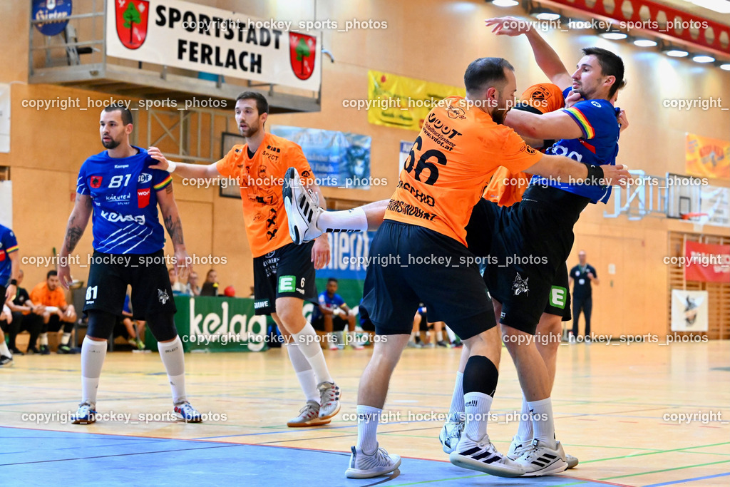 SC Ferlach vs. HSG Holding Graz 23.9.2023 | #81 MILICEVIC Adrian SC Ferlach, #23 KOCBEK Jure SC Ferlach, #66 RASCHID Ramon Holding Graz, SC Ferlach vs. HSG Holding Graz 23.9.2023, SC Ferlach vs. HSG Holding Graz am 23.09.2023 in Bleiburg (Ballspielhalle Ferlach), Austria, (Photo by Bernd Stefan)