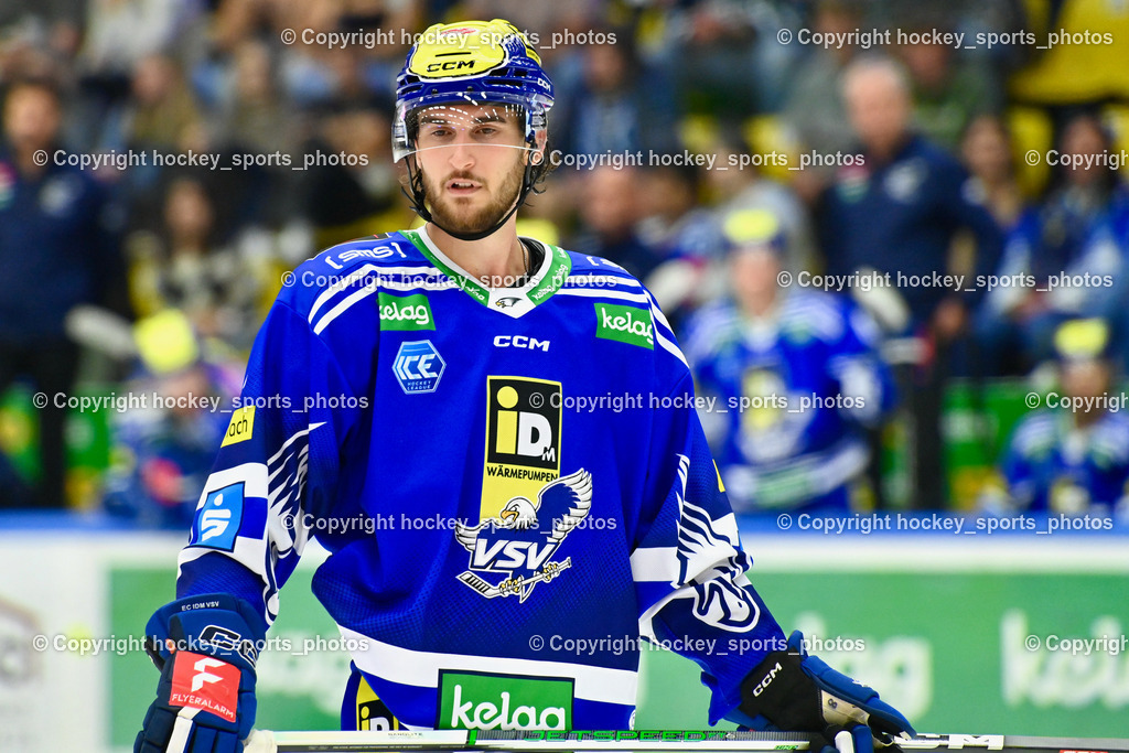 EC IDM Wärmepumpen VSV vs. HC Bozen 19.9.2023 | #8 REBERNIG Maximilian,  win2day icehockeyleague, EC IDM Wärmepumpen - HC Bozen  am 19.09.2023 in Villach (Stadhalle Villach), Austria, (Photo by Bernd Stefan)