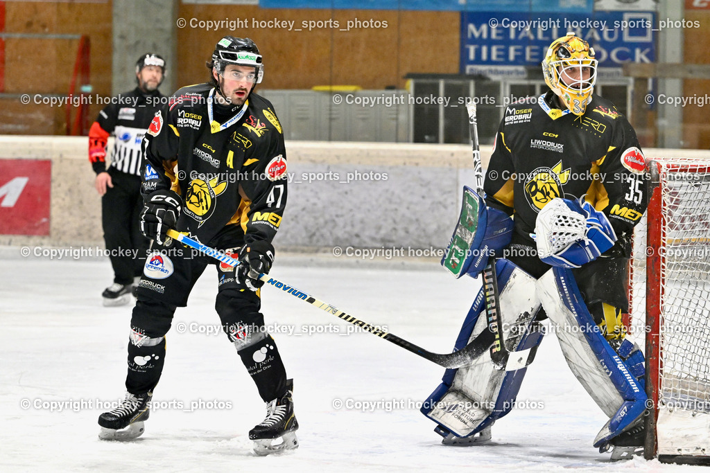 MET PHOTOVOLTAIK HORNETS SPITTAL vs. 1. EHC ALTHOFEN | #47 Kohlmaier Luca EC Hornets Spittal, #35 Egger Luca EC Hornets Spittal, MET PHOTOVOLTAIK HORNETS SPITTAL vs. 1. EHC ALTHOFEN, MET PHOTOVOLTAIK HORNETS SPITTAL vs. 1. EHC ALTHOFEN am 10.01.2026 in Spittal an der Drau (Eissportzentrum Spittal), Austria, (Photo by Bernd Stefan)