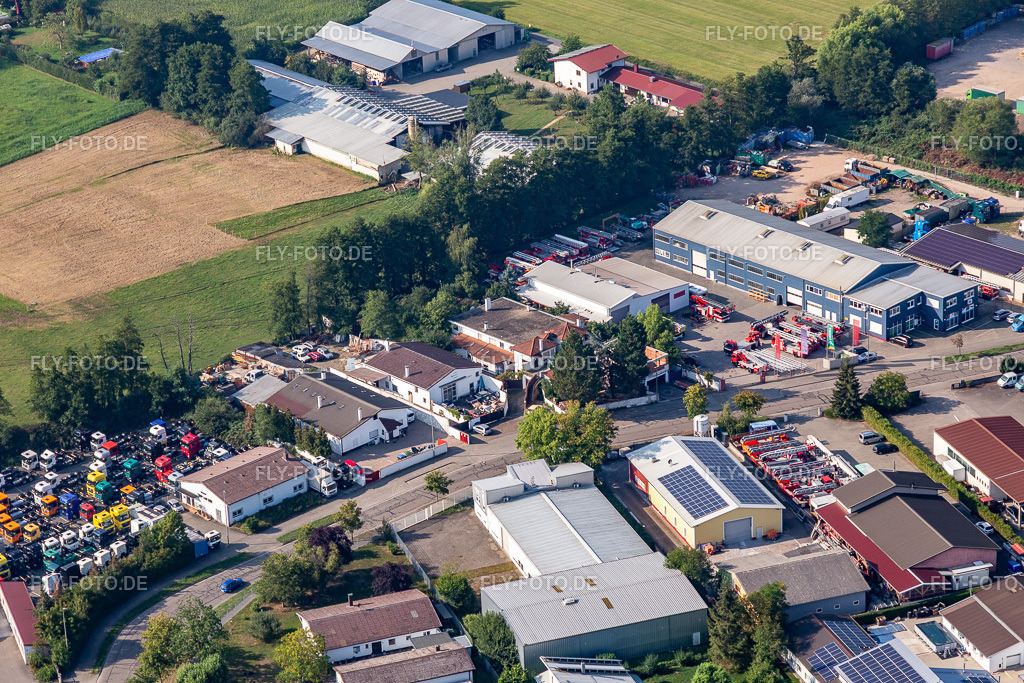Barthelsmühlring im Gewerbegebiet Horst | Luftbild: Barthelsmühlring im Gewerbegebiet Horst im Ortsteil Minderslachen in Kandel im Bundesland Rheinland-Pfalz in Deutschland. Foto: IMG_117288.jpg vom 25.08.2019 durch Werner Riehm/FLY-FOTO.de - Realisiert mit Pictrs.com