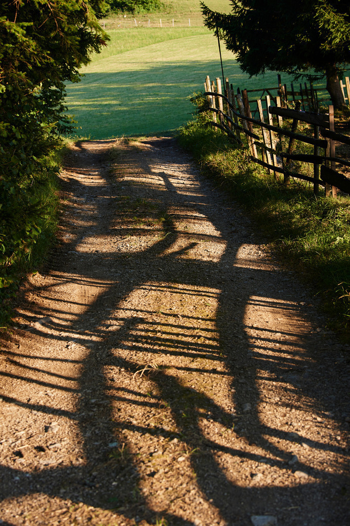 Schatten von Weidezaun | Reinsberg, Austria - August 11, 2013: Schatten von Weidezaun. - Realisiert mit Pictrs.com