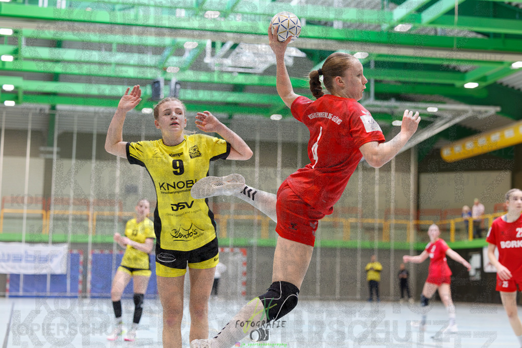 Hessenmeisterschaft wJC - Finale; HSG Kleenheim - HSG Weiterstadt/ Braunsh.Worf. | Hessenmeisterschaft wJC - Finale; HSG Kleenheim - HSG Weiterstadt/ Braunsh.Worf. am 22.03.2025 in Biedenkopf (Sporthalle Lahntalschule)Photo © 2025 - Jörg Heinrich - Realisiert mit Pictrs.com
