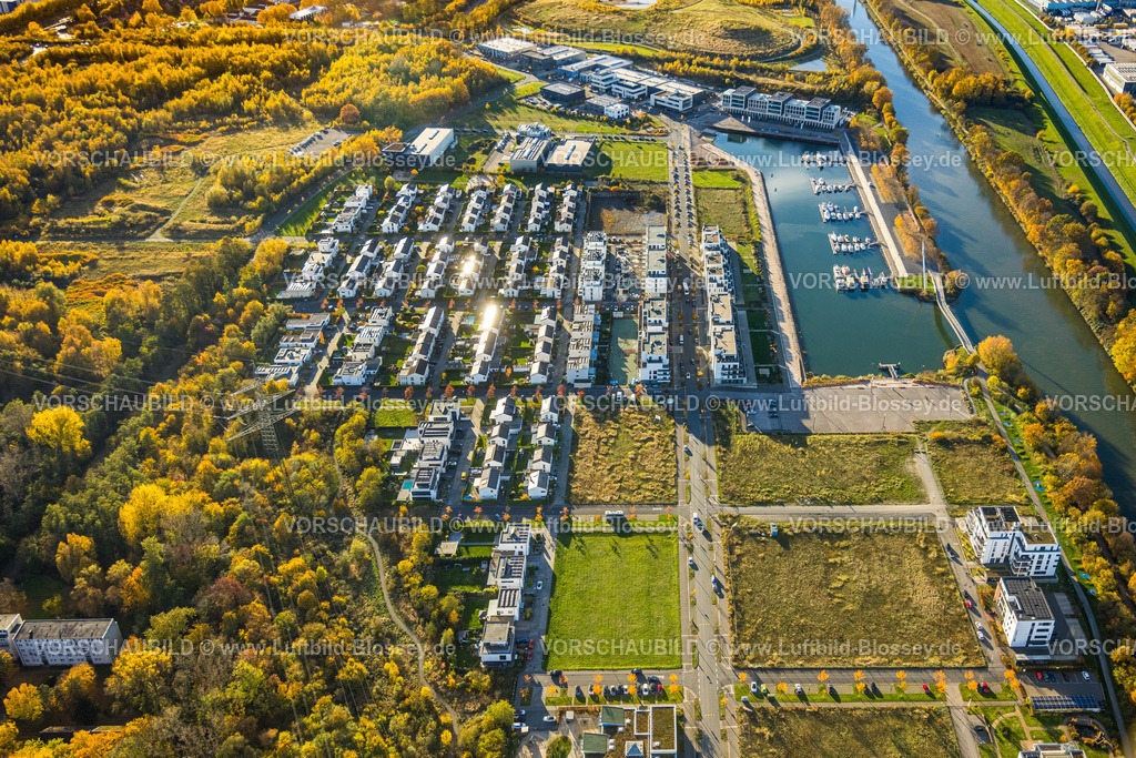 Gelsenkirchen251103263 | Luftbild, neues Stadtquartier Graf Bismarck Wohnanlage und Stölting Marina Yachthafen am Rhein-Herne-Kanal, Bismarck, Gelsenkirchen, Ruhrgebiet, Nordrhein-Westfalen, Deutschland