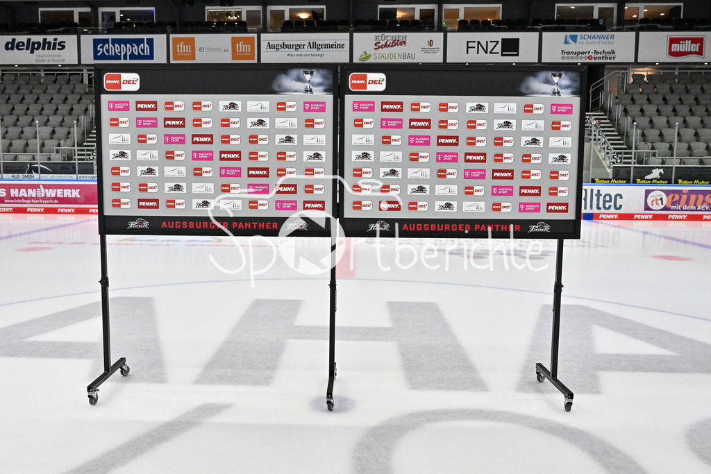 Augsburger Panther - Fischtown Pinguins | Interviewwand / Sponsorenwand / Magentasport / DEL: Augsburger Panther - Fischtown Pinguins, Curt Frenzel Stadion am 08.01.2025