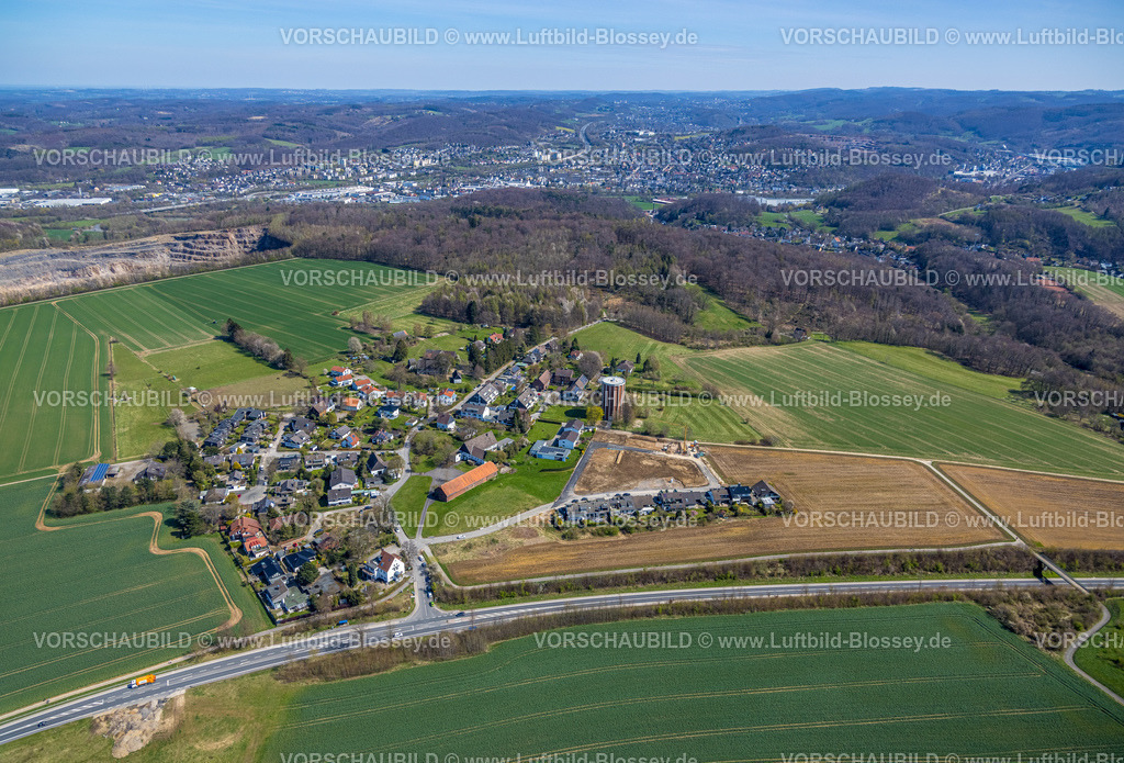 Hagen220401958 | Luftbild, Ortsteil Hassley mit Baugebiet, Emst, Hagen, Ruhrgebiet, Nordrhein-Westfalen, Deutschland